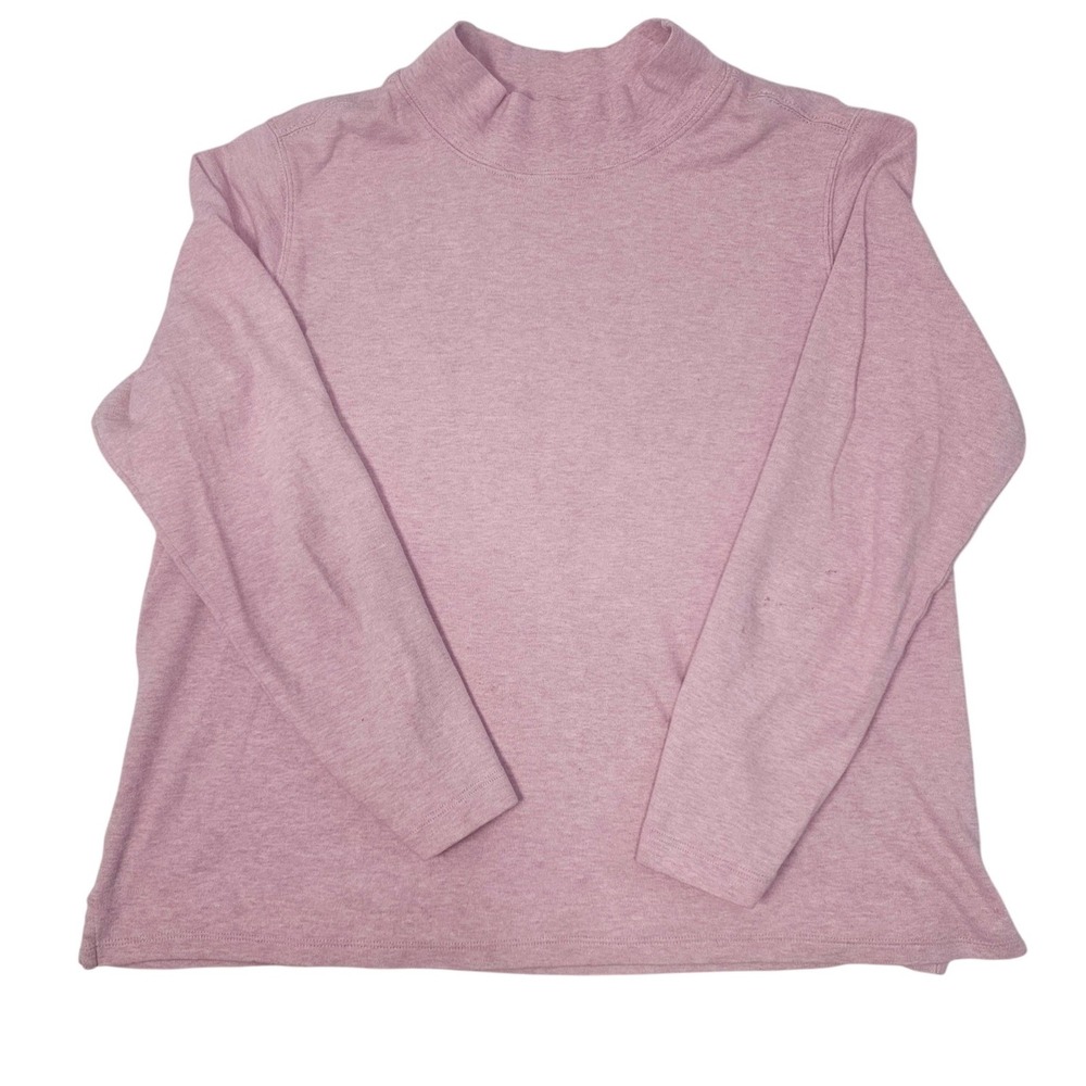 Classic Elements Pink Mock Neck Long Sleeve 100% CottonTop XL Heathered Pullover